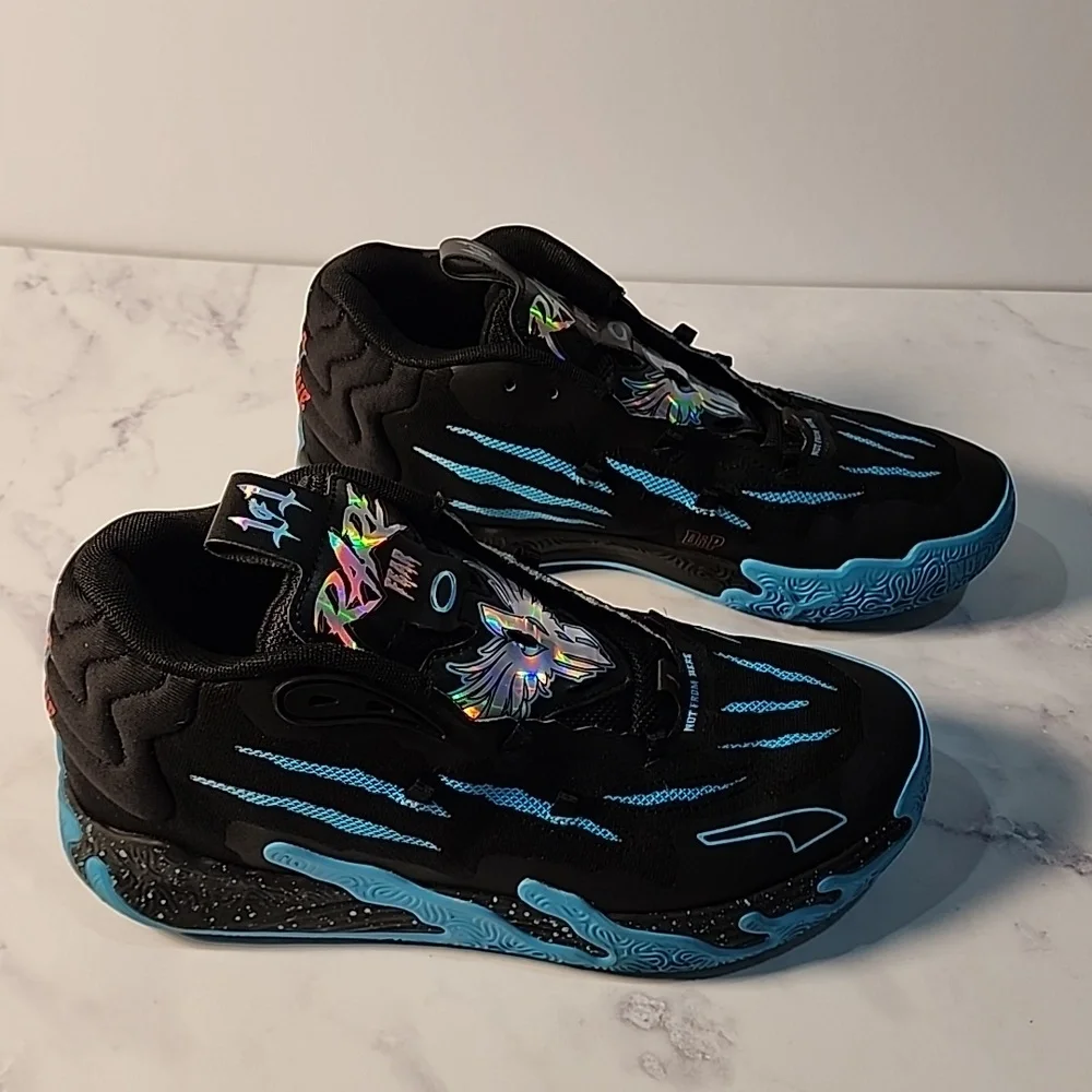PUMA Rare Fear   Blue Hive Basketball Black Sneakers Athletic Shoes Unixes